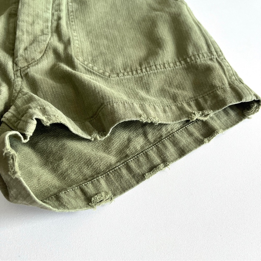 Re/Done NEW military shorts womens 27 olive army green button fly hi rise pocket - Picture 7 of 10